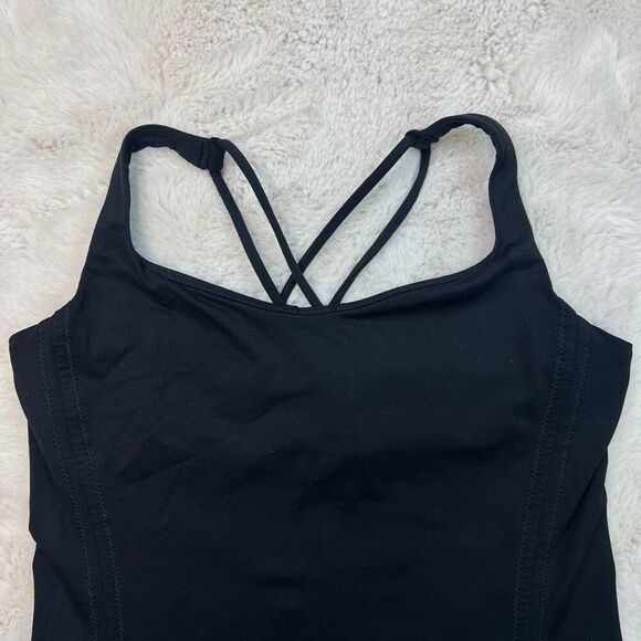 Lululemon Free To Be Tank Black Size 6 Built in Bra Criss Cross Back Athletic - Picture 2 of 9